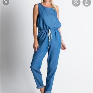 ☀️🕶 summertime light chambray jumpsuit tie waist